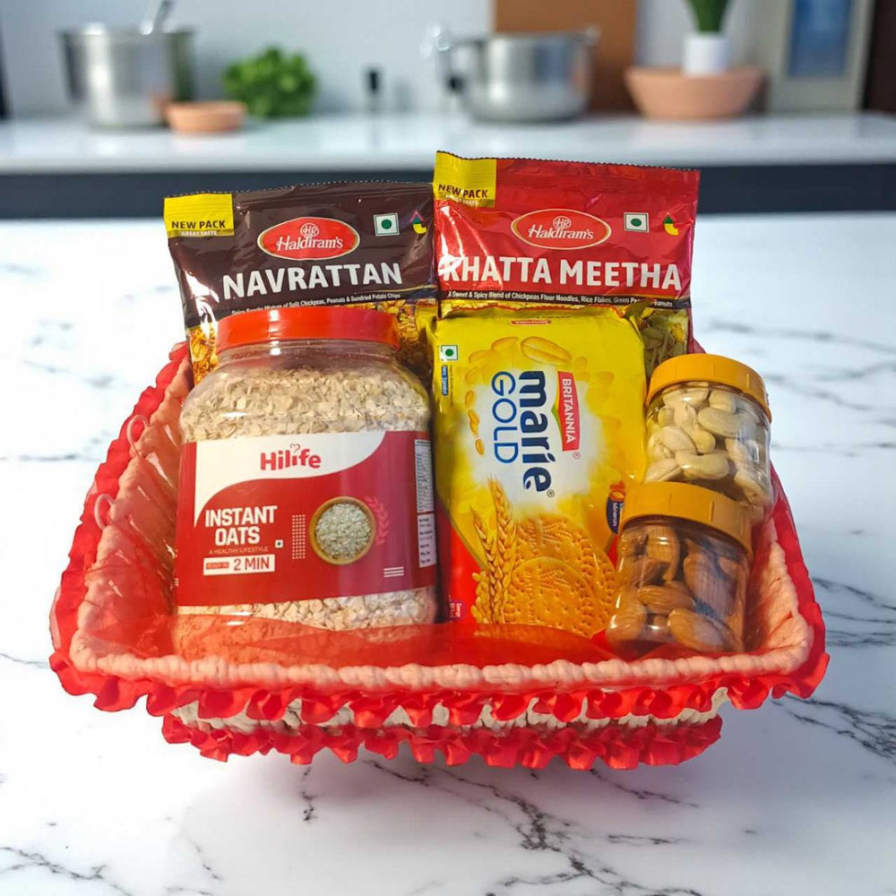 Festive Snacks, Oats & Nuts Basket - Flowers to Nepal - FTN