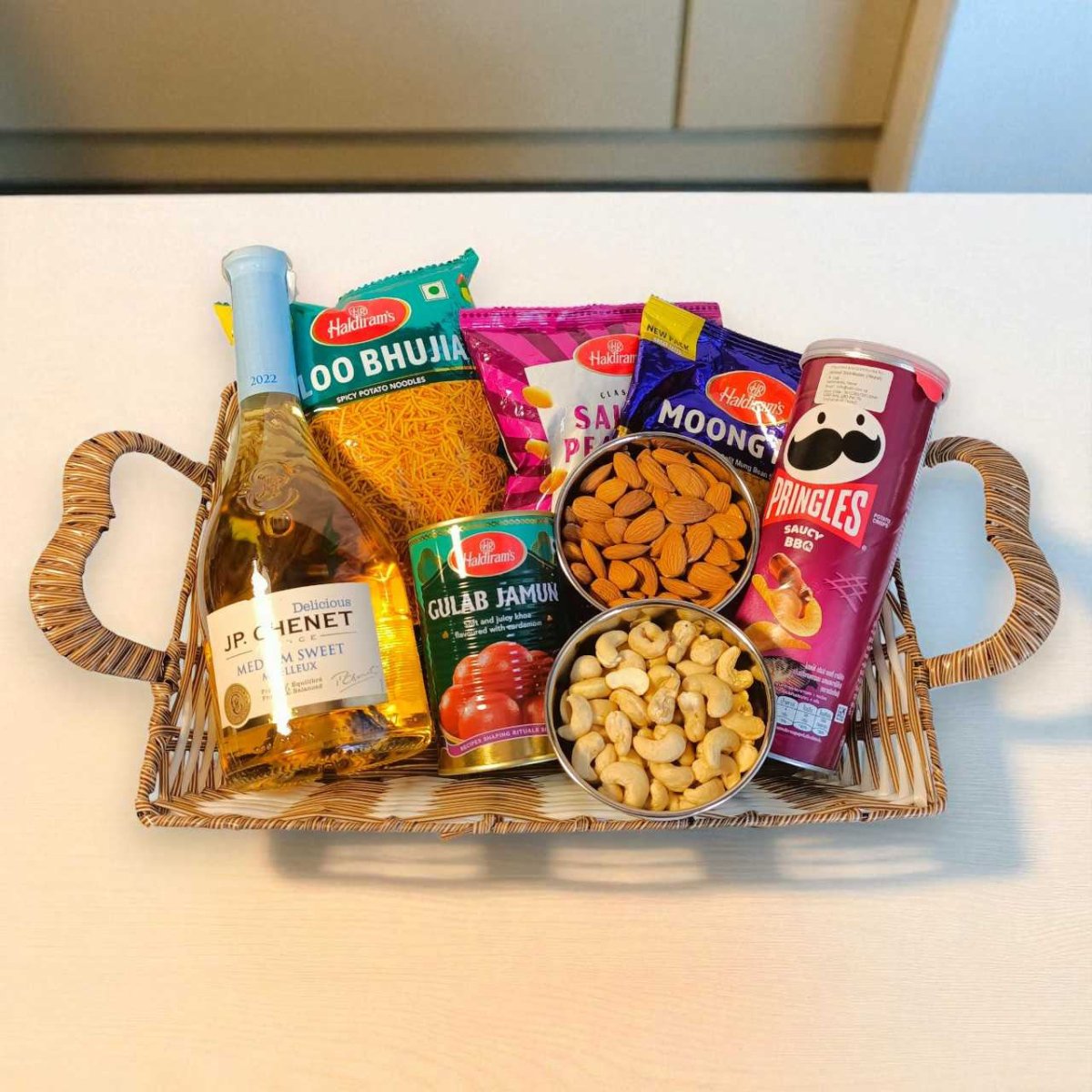 Festive Snacks & Wine Basket - Flowers to Nepal - FTN