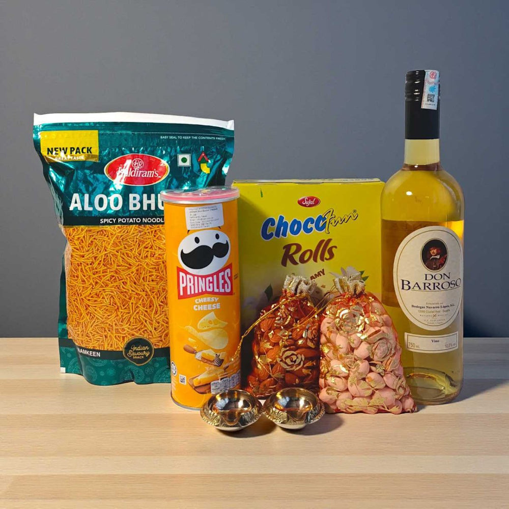 Festive Sweet Wine & Snacks Combo - Flowers to Nepal - FTN