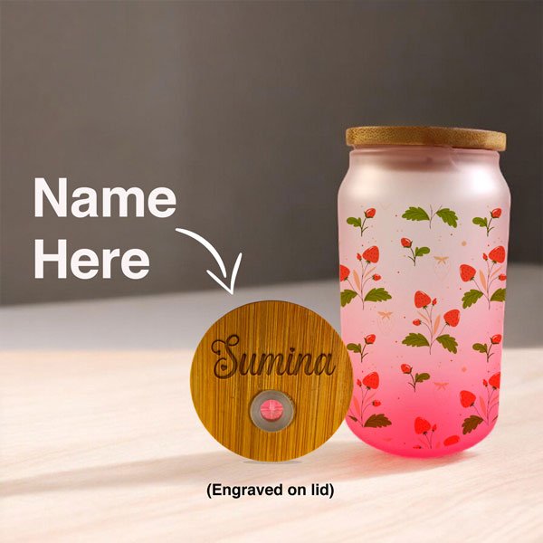 Floral design can with engraved name on lid - Flowers to Nepal - FTN