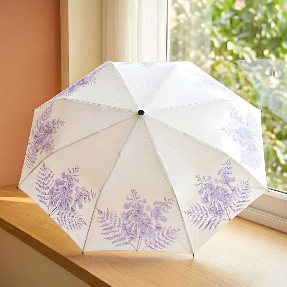 Floral Jacaranda Print Folding Umbrella - Flowers to Nepal - FTN