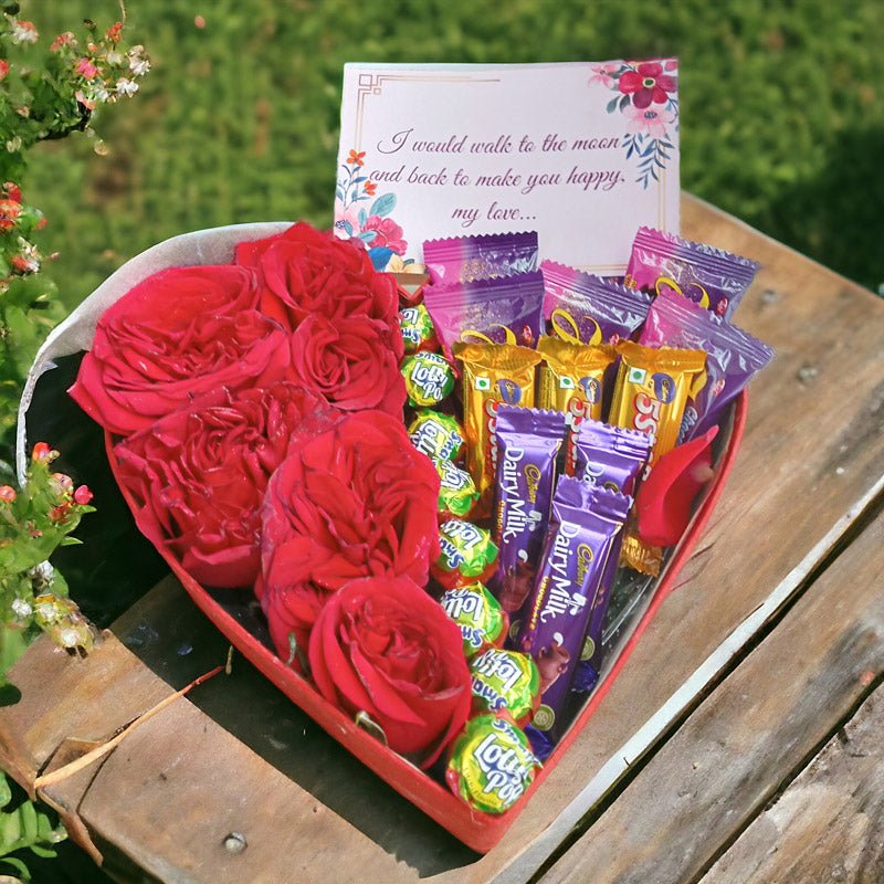 Flowers & Chocolate Delights with Message Card Gift - Flowers to Nepal - FTN