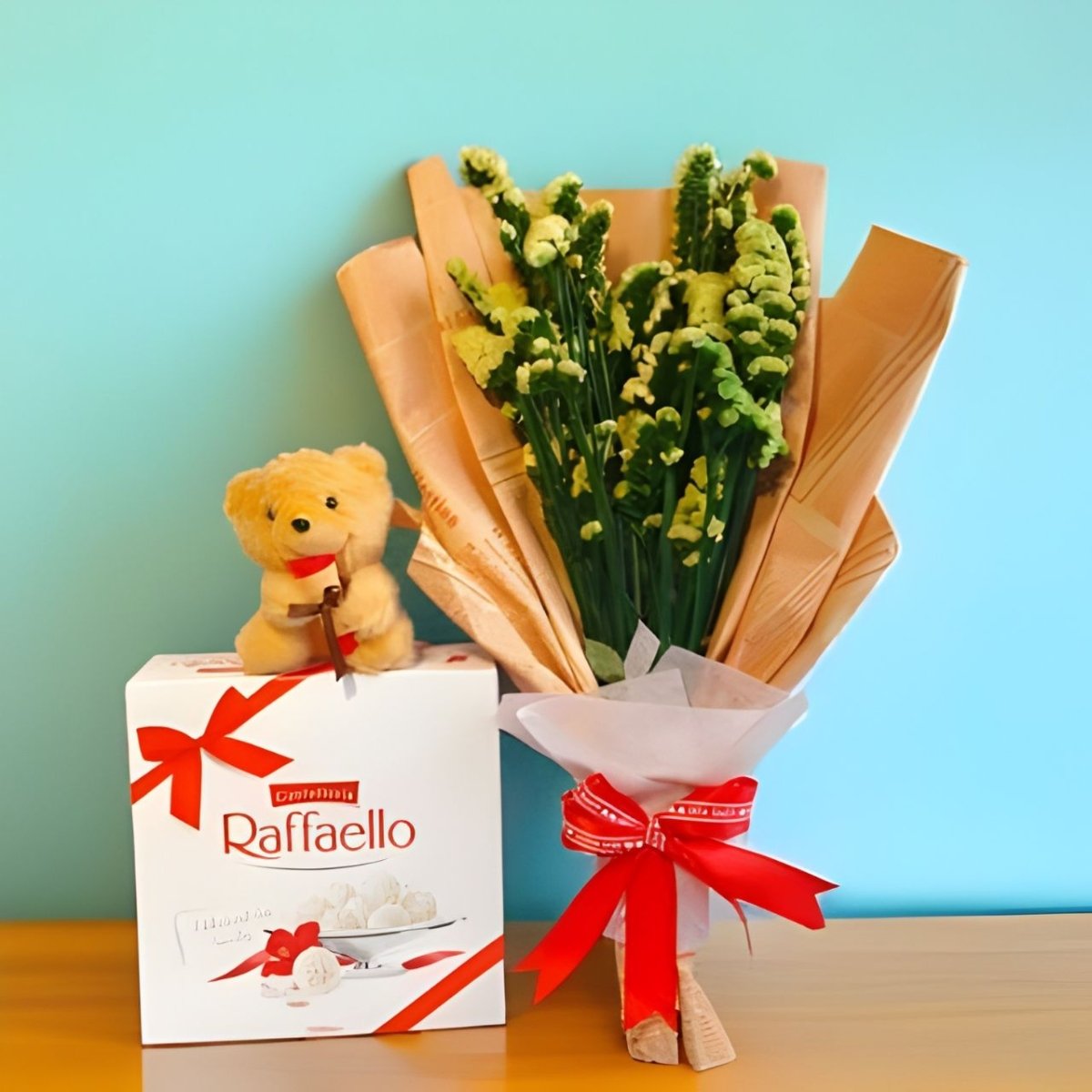 Forever Bloom Bouquet with Teddy Charm & Chocolates - Flowers to Nepal - FTN