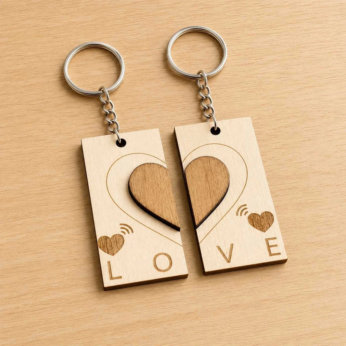 Forever Love Wooden Couple Keyring Set - Flowers to Nepal - FTN