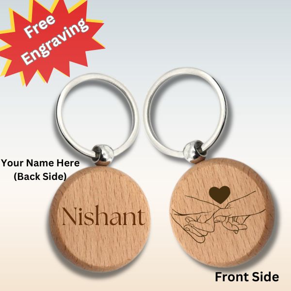 Free Engraving Wood Keyring with Your Name (Double Side Print) - Flowers to Nepal - FTN