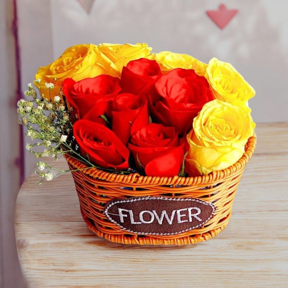 Fresh Blooming Roses Basket - Flowers to Nepal - FTN