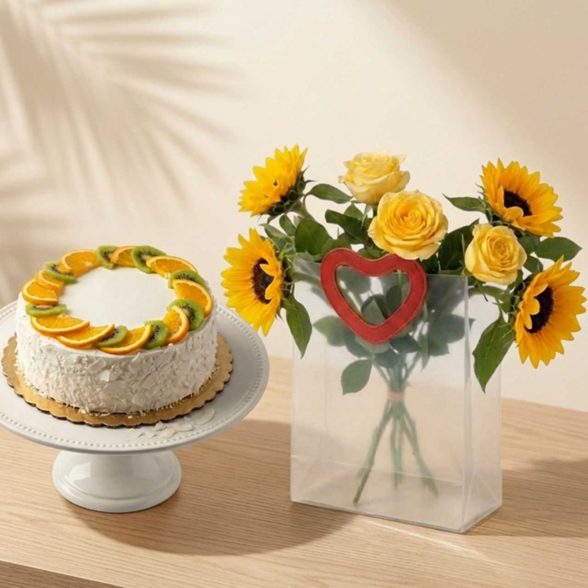 Fresh Flowers & Fruit Cake Hamper - Flowers to Nepal - FTN