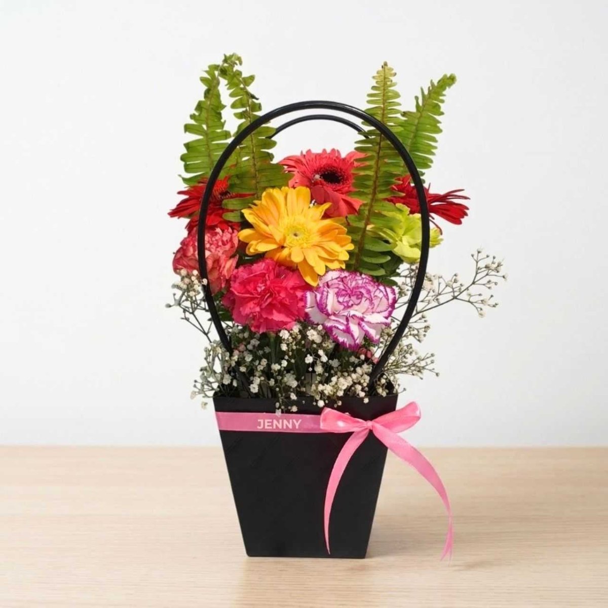 Fresh Mixed Flowers Bag with Custom Name Ribbon - Flowers to Nepal - FTN