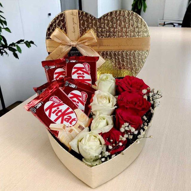 Fresh Roses & Chocolate Love Box - Flowers to Nepal - FTN