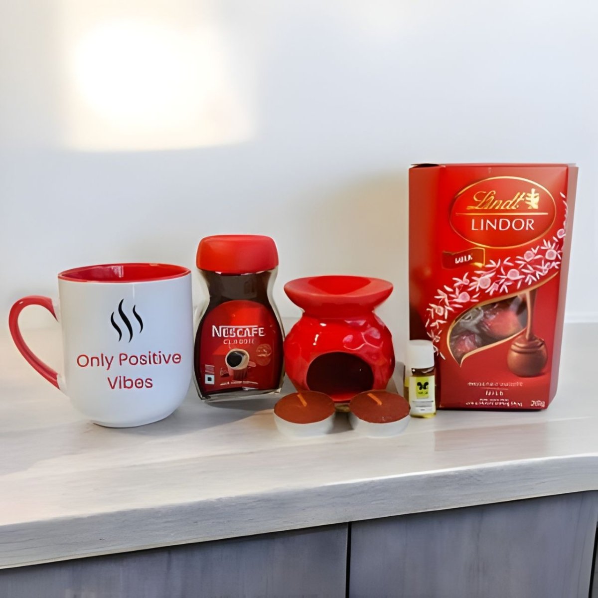 Fresh Start Gift Hamper with Vaporizer Set, Snacks & Ceramic Mug - Flowers to Nepal - FTN