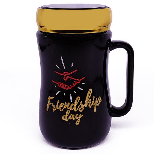 Friendship Day Black Ceramic Mug with Lid - Flowers to Nepal - FTN