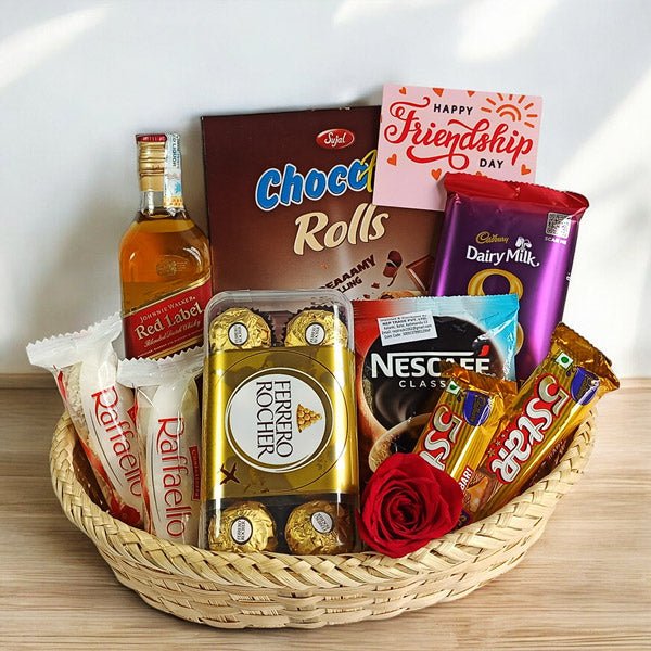 Friendship Day Sweets and Red Label 200ml Whisky Hamper - Flowers to Nepal - FTN