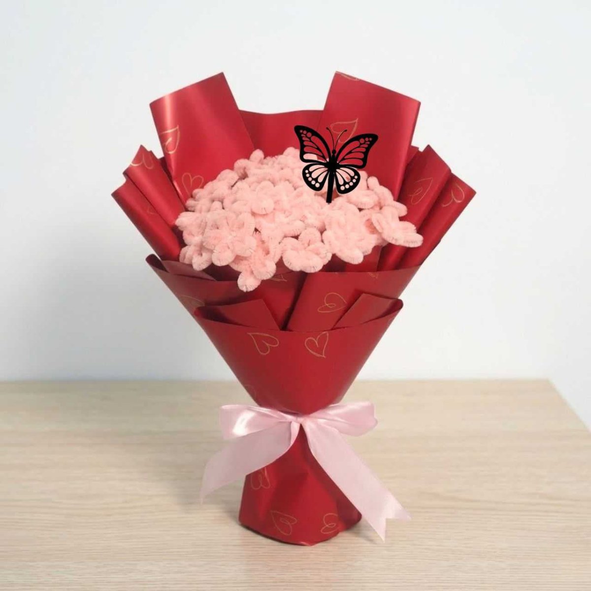 Fuzzy Pink Butterfly Flower Bunch - Flowers to Nepal - FTN
