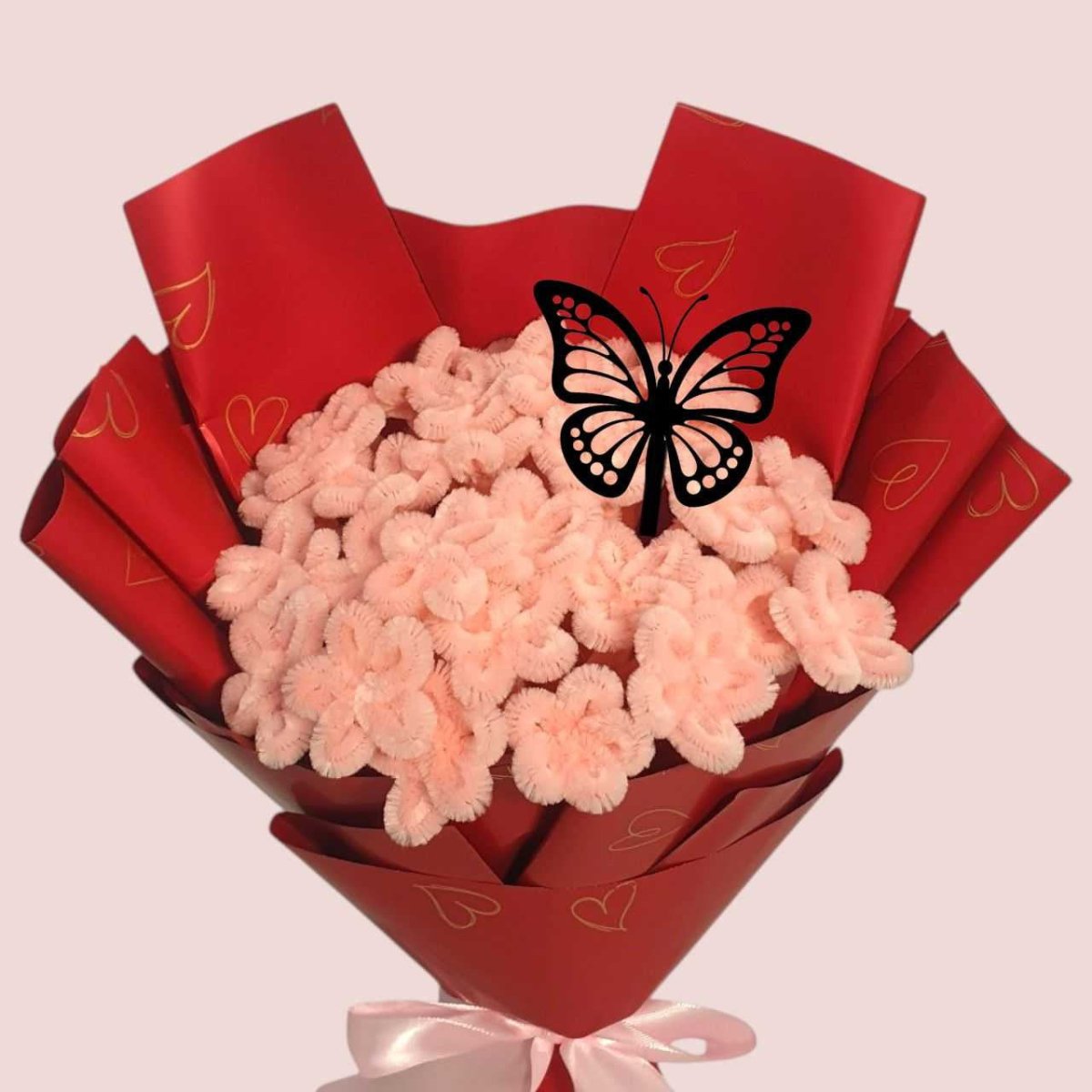 Fuzzy Pink Butterfly Flower Bunch - Flowers to Nepal - FTN