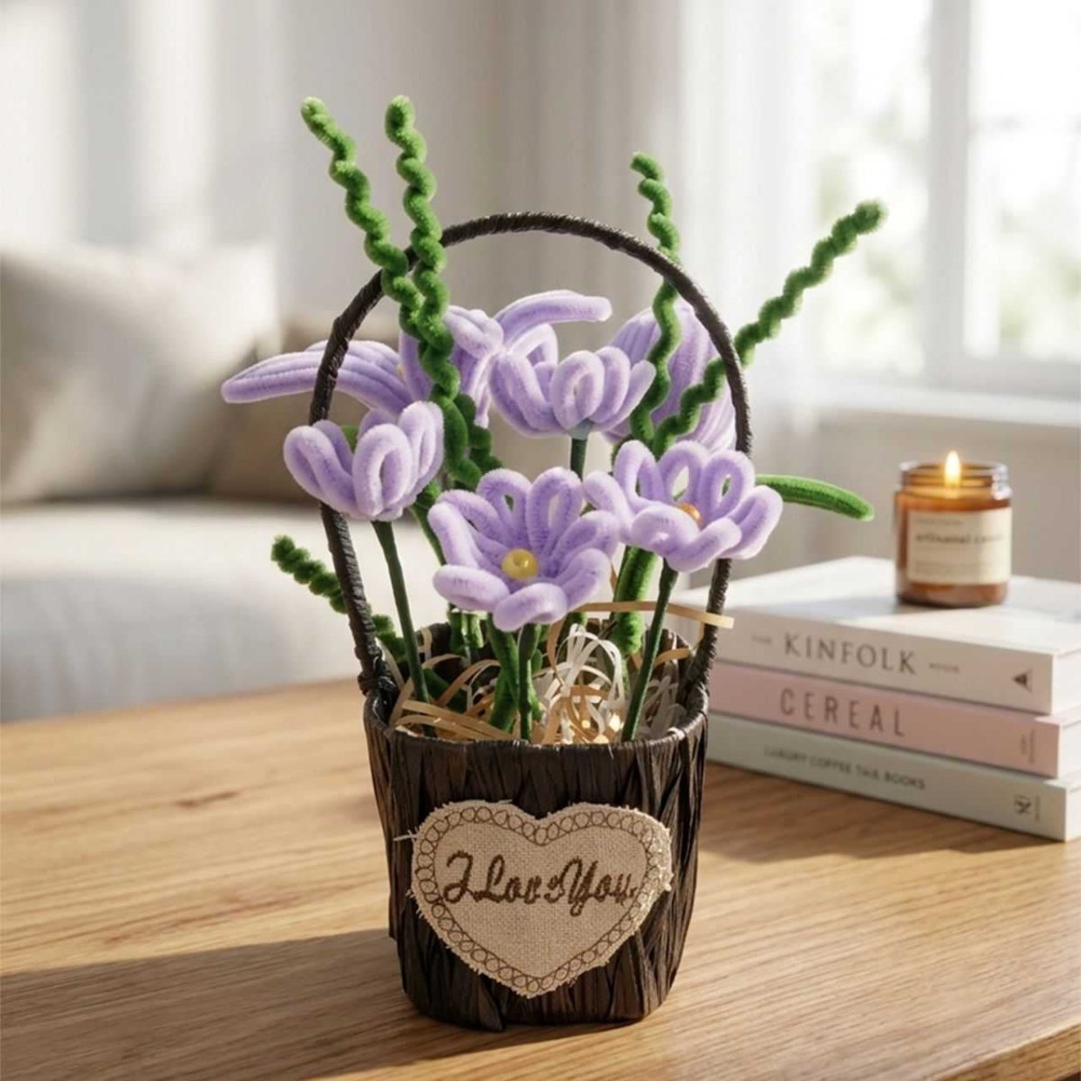 Fuzzy Purple Flower Basket Arrangement - Flowers to Nepal - FTN