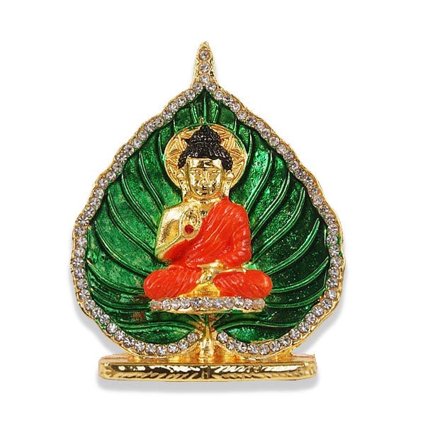 Gautam Buddha On Peepal Leaf 3Inch Tall - Flowers to Nepal - FTN