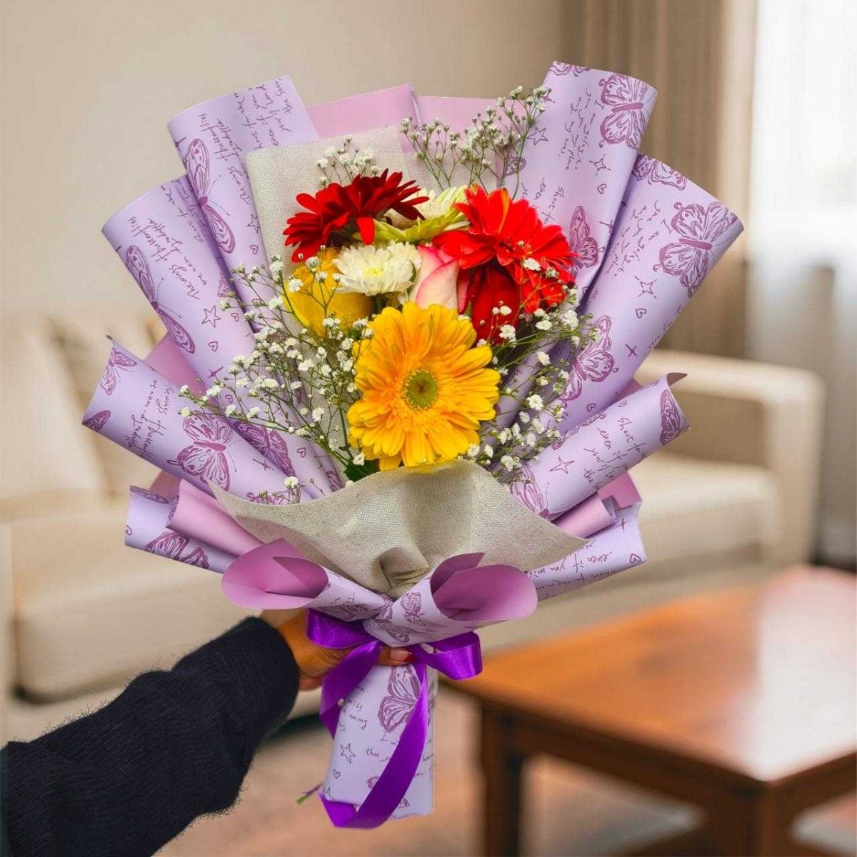 Gerbera & Rose Bloom - Flowers to Nepal - FTN