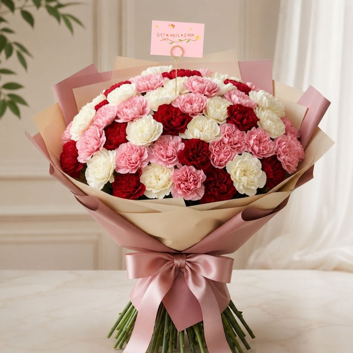 Get Well Soon Carnation Flower Bouquet - Flowers to Nepal - FTN