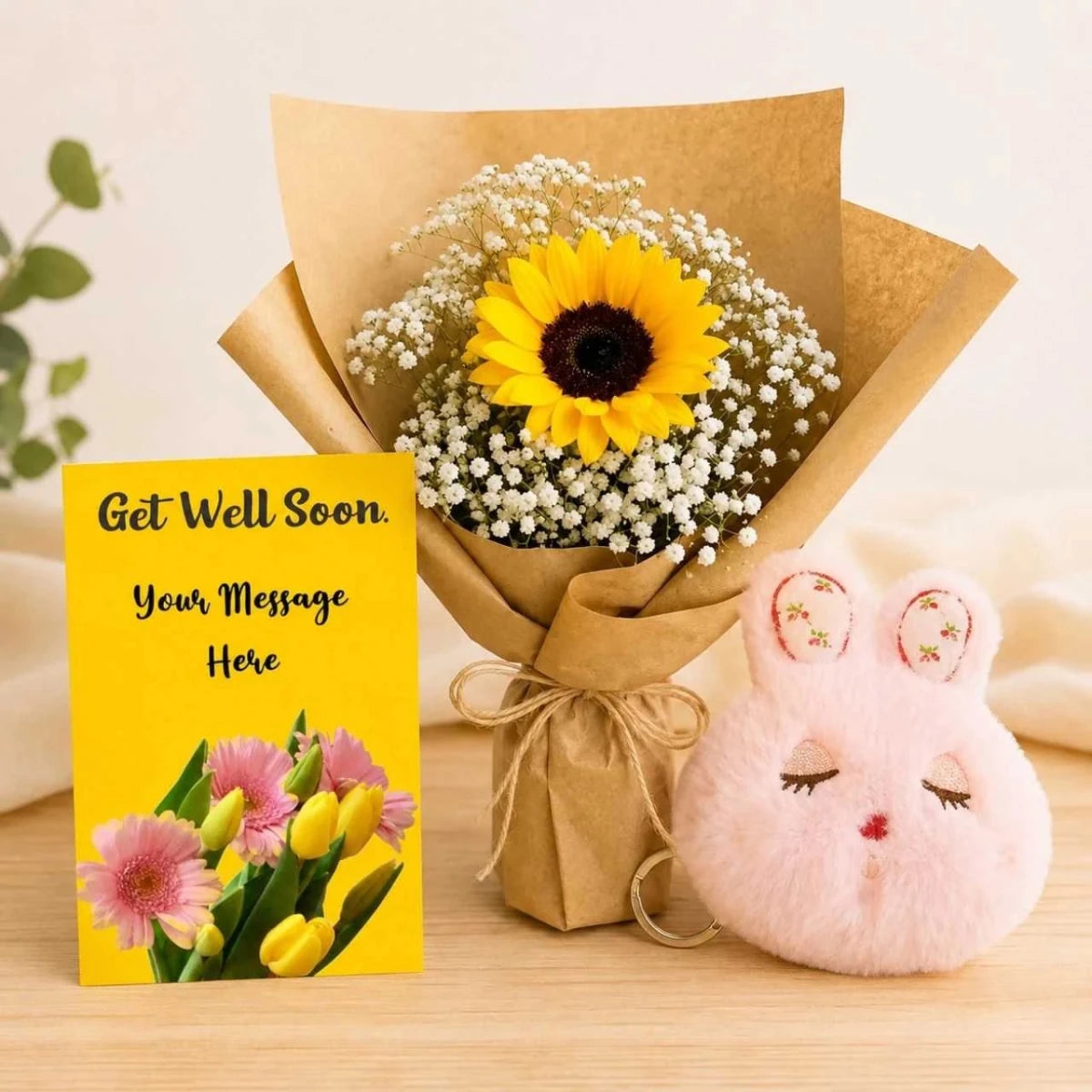 Get Well Soon Sunflower & Bunny Gift Set - Flowers to Nepal - FTN