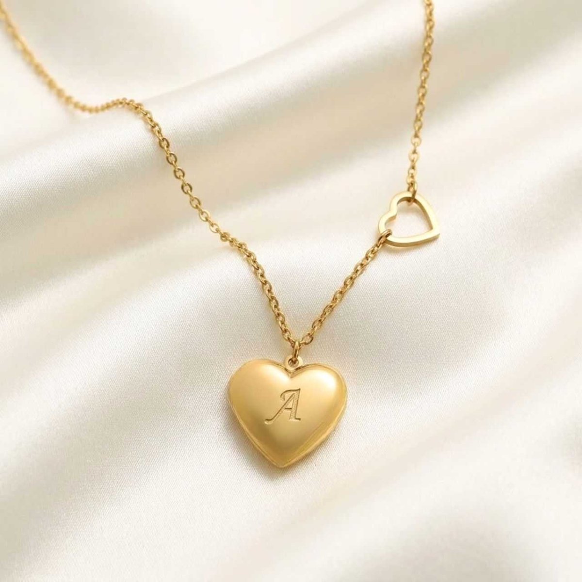 Gold Double Heart Necklace with Initial Letter - Flowers to Nepal - FTN