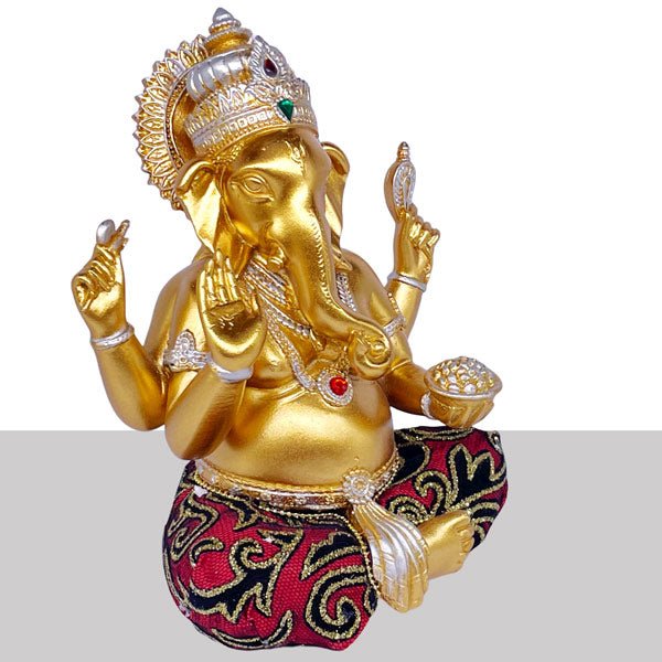 
                  
                    Gold Poly - resin Ganesh ji Holding Modak Statue - Flowers to Nepal - FTN
                  
                