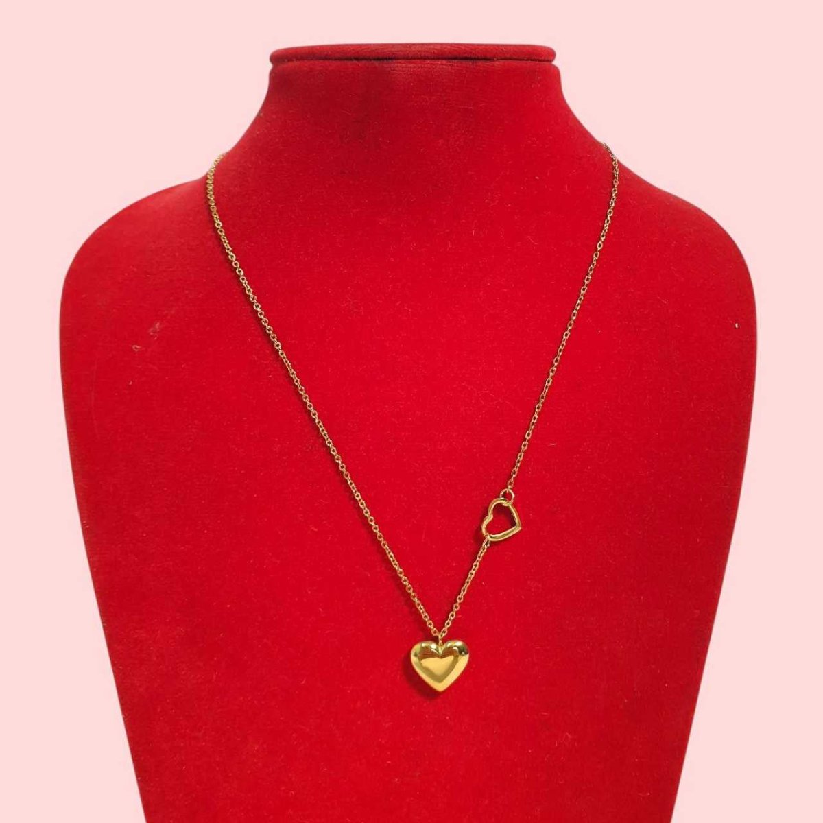 Golden Double Heart Pendant Necklace - Flowers to Nepal - FTN