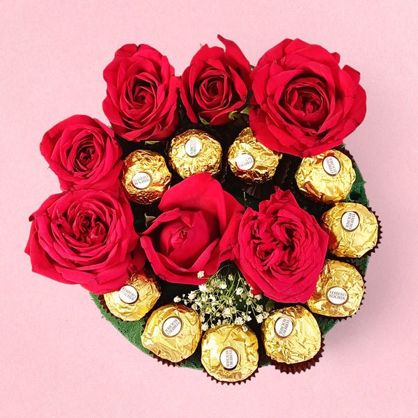 Golden Ferrero & Roses - Flowers to Nepal - FTN