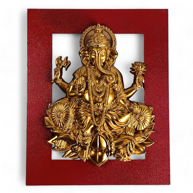 Golden Lord Ganesha Statue 10 Inches - Flowers to Nepal - FTN