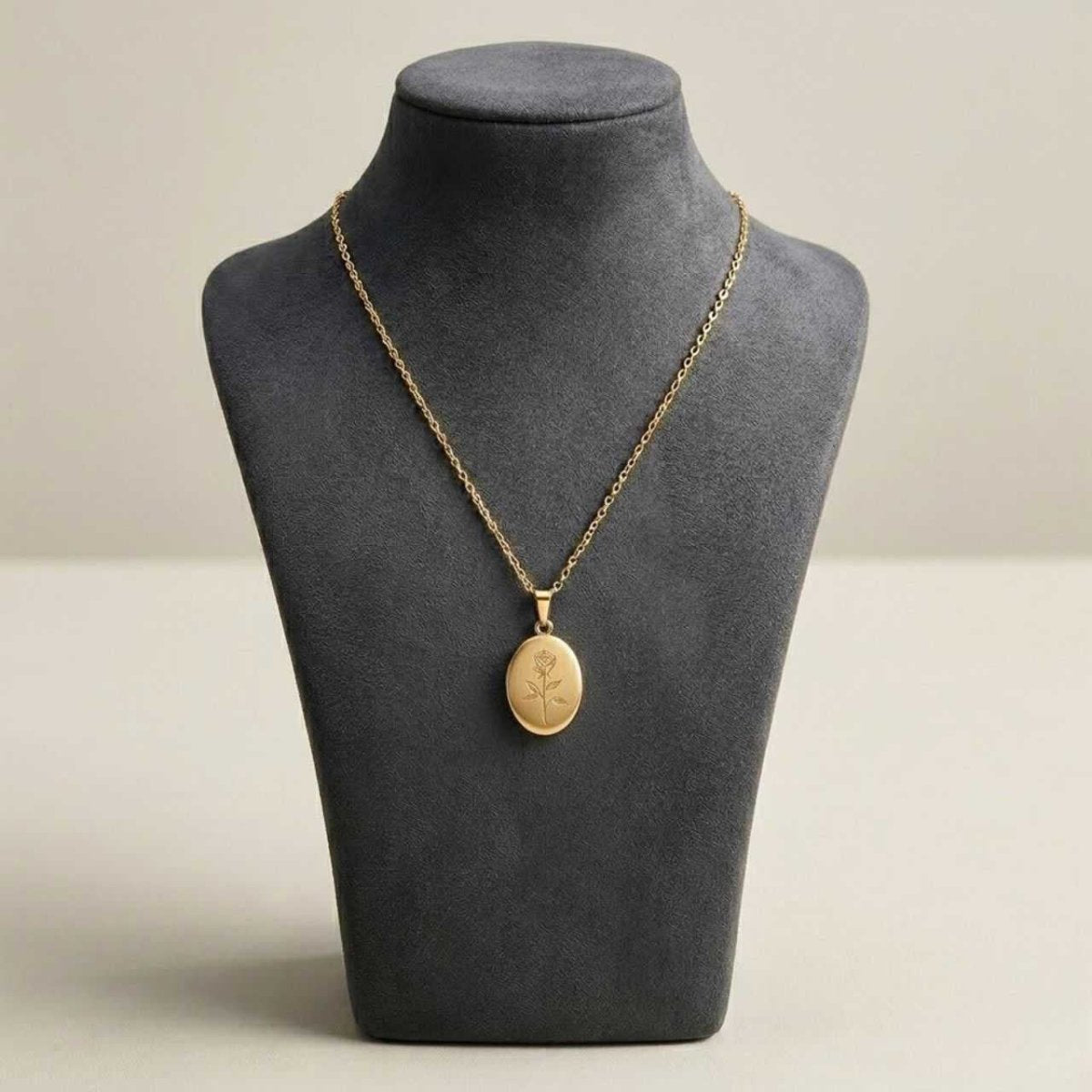 Golden Oval Rose Pendant Necklace - Flowers to Nepal - FTN