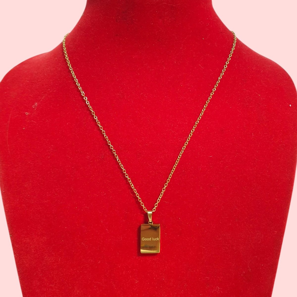 Good Luck Engraved Gold Necklace with Couple Initial Letter Engraving - Flowers to Nepal - FTN