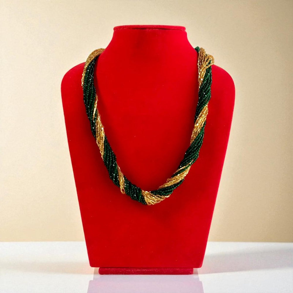 Green & Golden Mixed Pote Mala - Flowers to Nepal - FTN