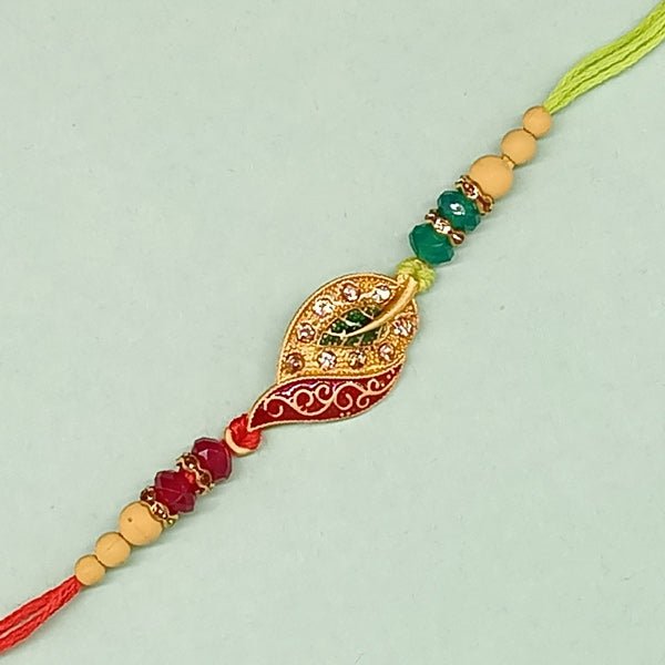 Green & Red Combination Traditional Design Rakhi - Flowers to Nepal - FTN