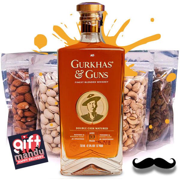 Gurkhas & Guns Whisky 750ml and Drynuts Combo - Flowers to Nepal - FTN