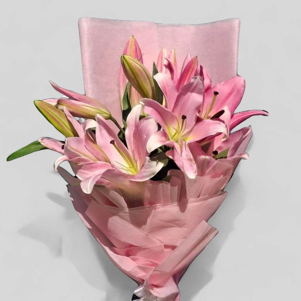 Half Dozen Pink Lily Bouquet - Flowers to Nepal - FTN