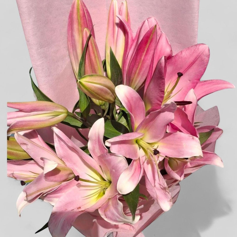 Half Dozen Pink Lily Bouquet - Flowers to Nepal - FTN