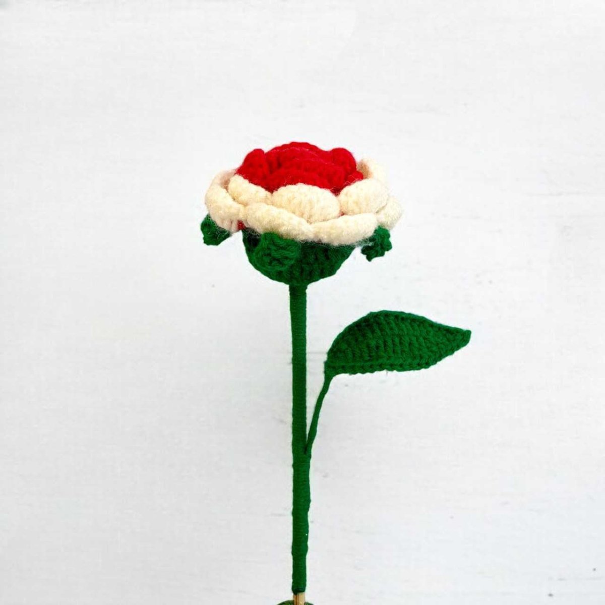 Handmade Crochet Red & White Rose - Flowers to Nepal - FTN