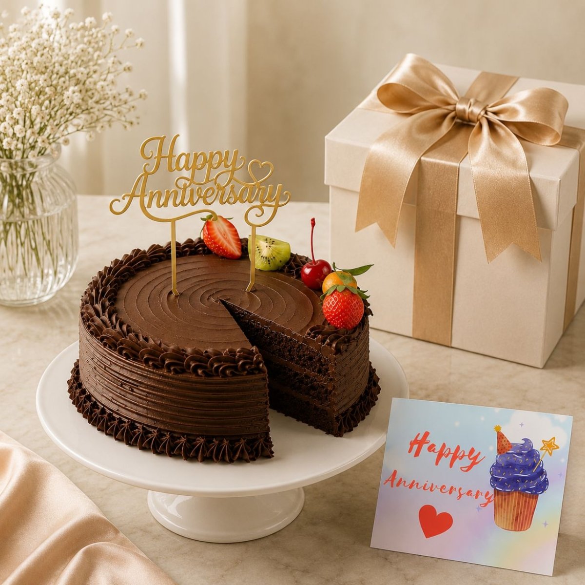Happy Anniversary Chocolate Truffle Cake - Flowers to Nepal - FTN
