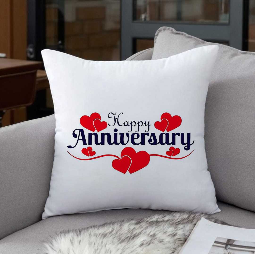 Happy Anniversary Cushion with Love Design - Flowers to Nepal - FTN
