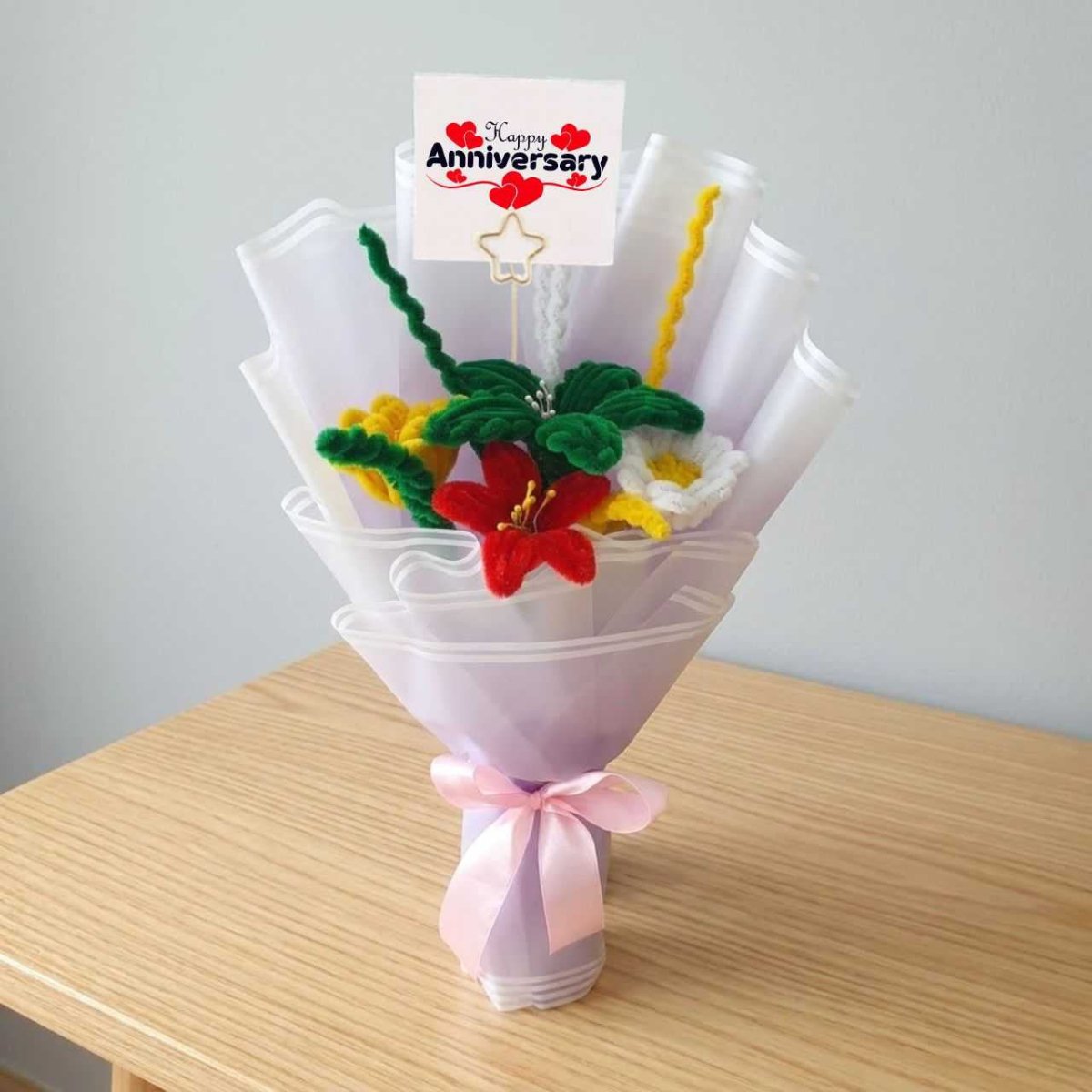 Happy Anniversary Mixed Fuzzy Lily Bouquet - Flowers to Nepal - FTN