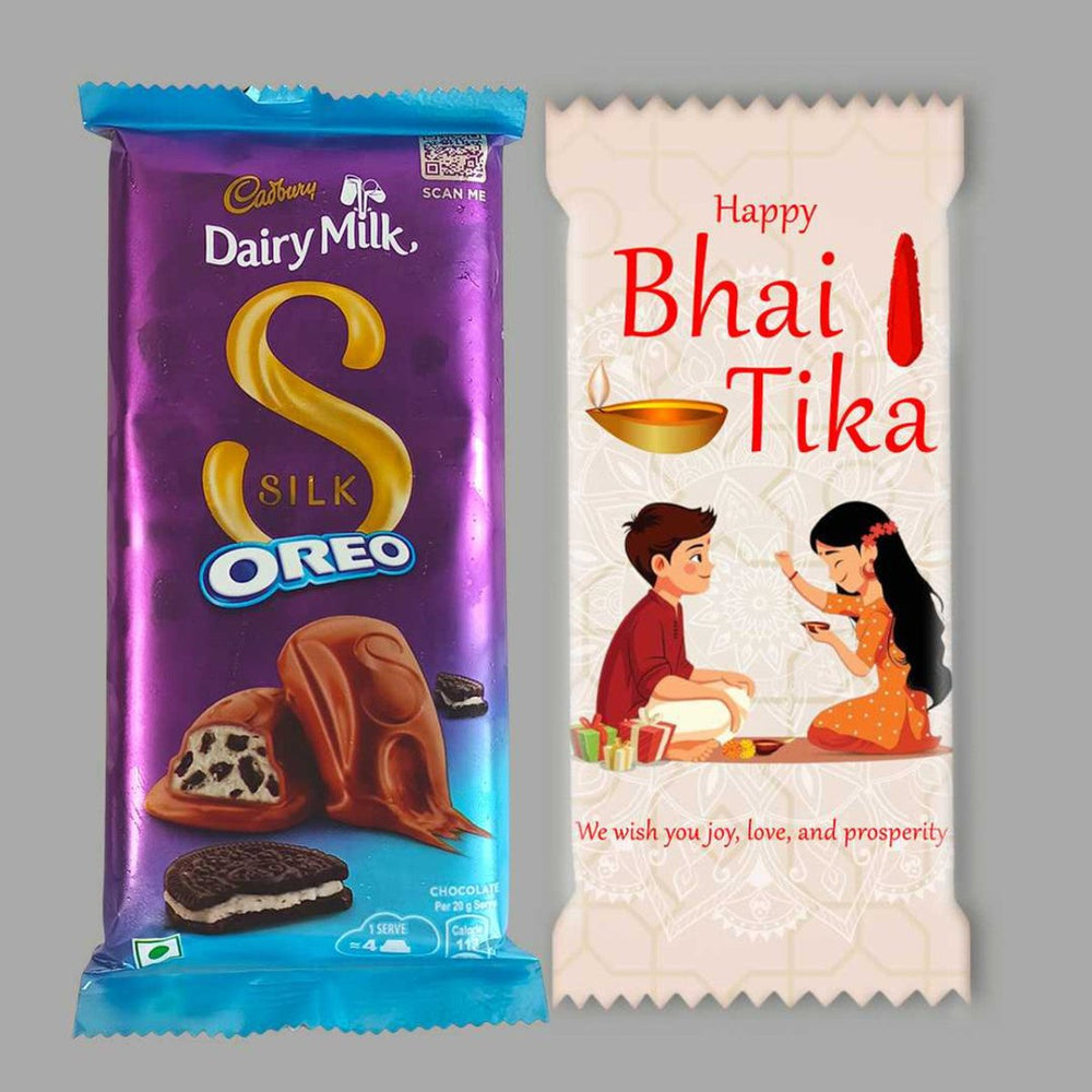 Happy Bhai Tika Printed On Cadbury Dairy Milk Silk Oreo Wrapper - 130g - Flowers to Nepal - FTN