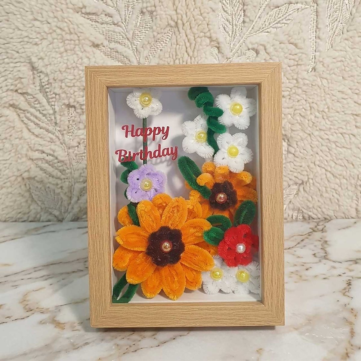 Happy Birthday Acrylic Floral Keepsake - Flowers to Nepal - FTN