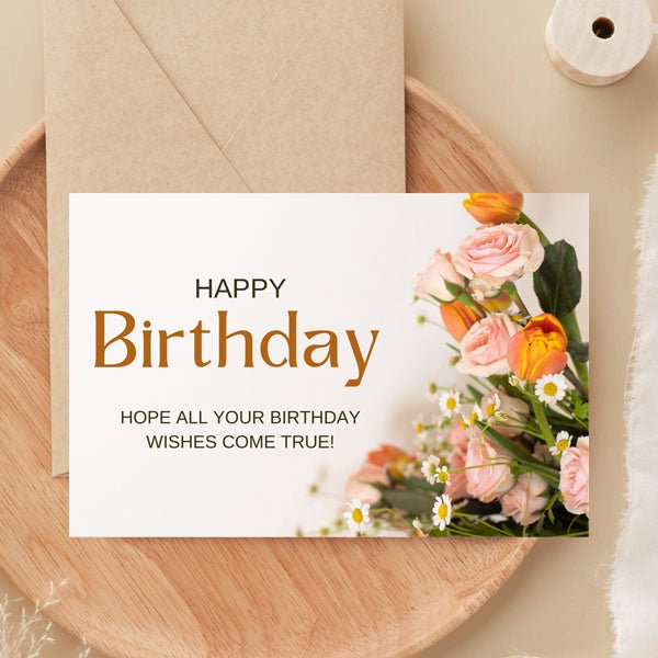 Happy Birthday Floral Printed Greeting Card - Flowers to Nepal - FTN