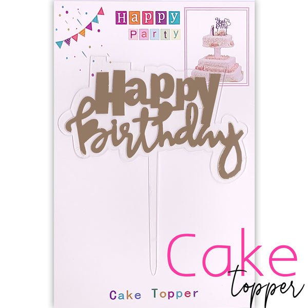 Happy Birthday Golden Cake Topper - Flowers to Nepal - FTN