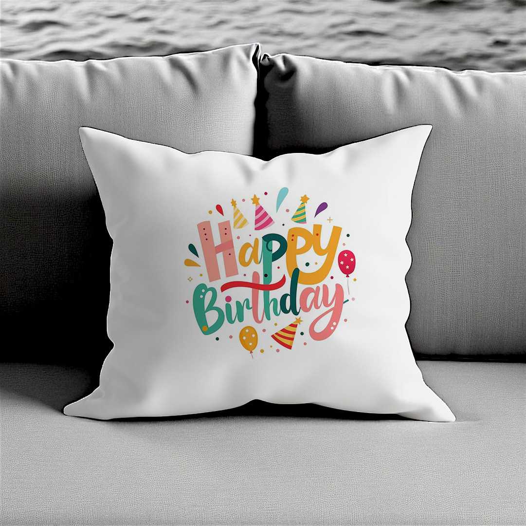 Happy Birthday Printed Cushion - Flowers to Nepal - FTN