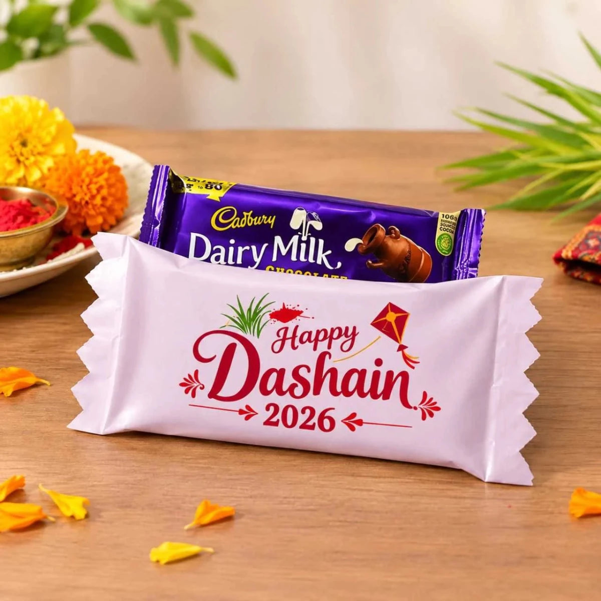 Happy Dashain Chocolate Gift with Festive Wrapper - Flowers to Nepal - FTN