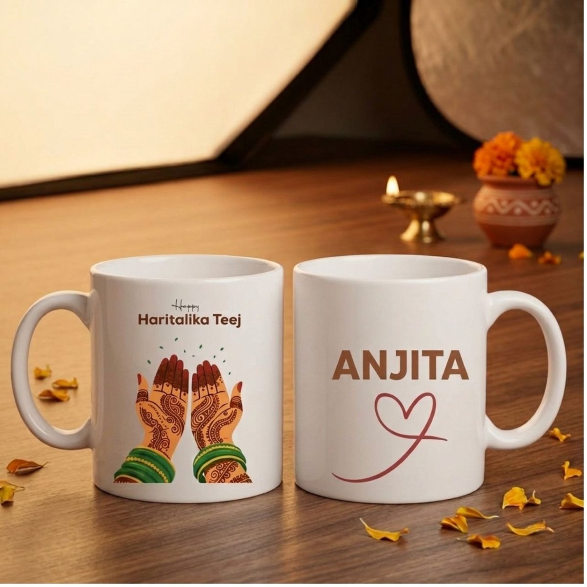 Happy Haritalika Teej Personalized Ceramic Mug - Flowers to Nepal - FTN