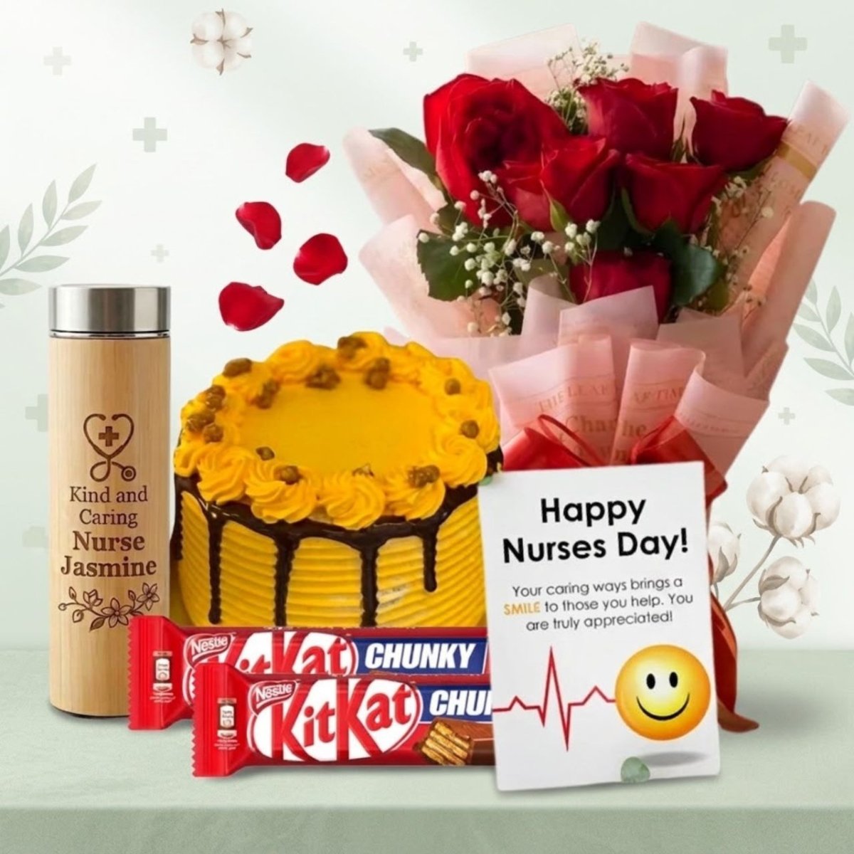 Happy Nurse Day Appreciation Combo with Cake & Roses - Flowers to Nepal - FTN