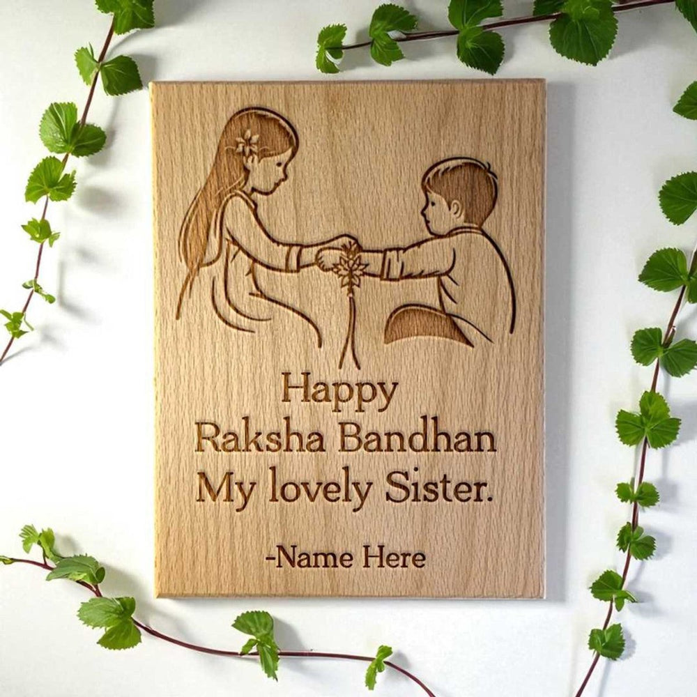 Happy Raksha Bandhan Personalized Wooden Plaque - Flowers to Nepal - FTN