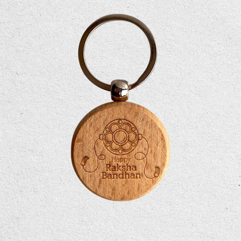 Happy Raksha Bandhan Wooden Keychain - Flowers to Nepal - FTN