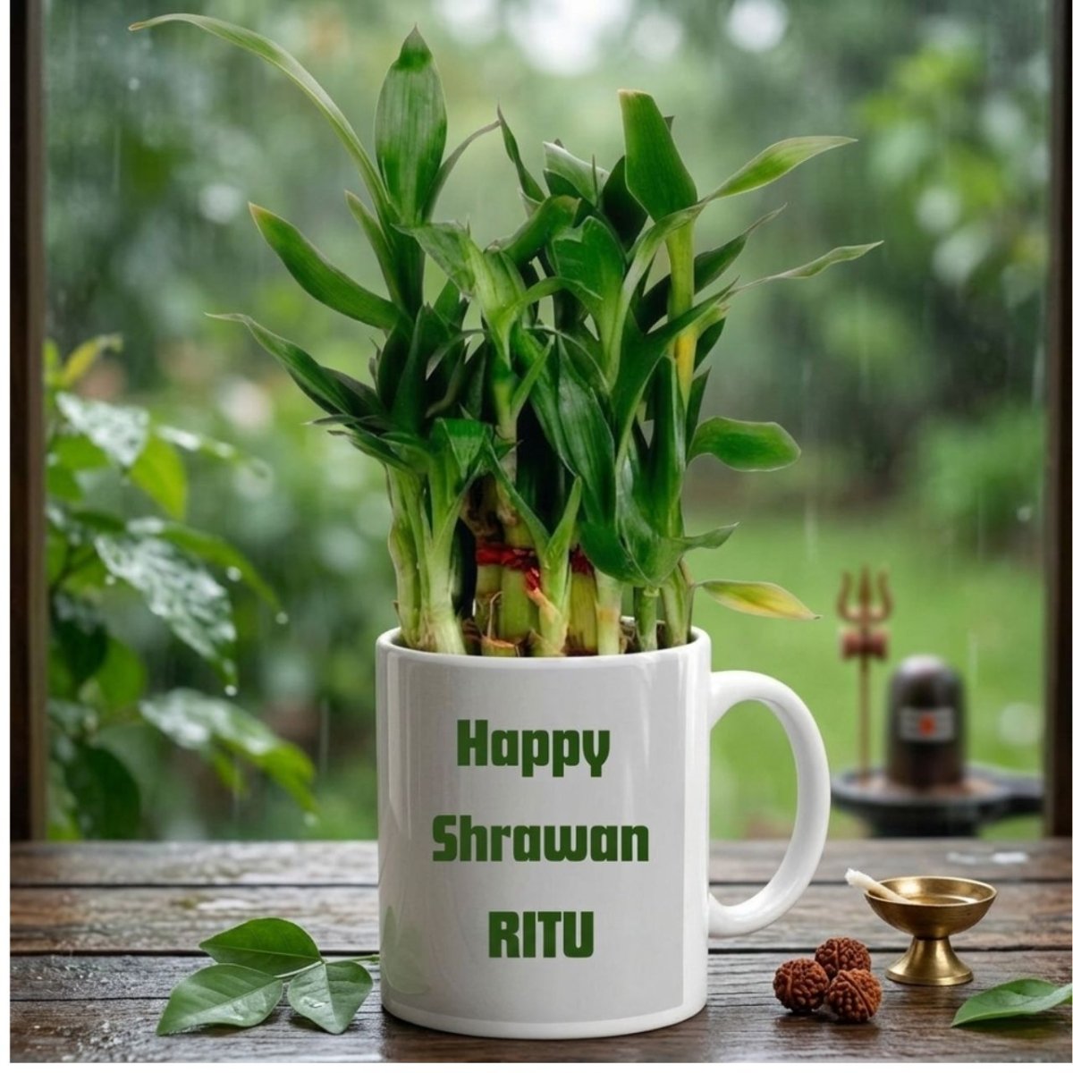Happy Shrawan Custom Name Bamboo Mug - Flowers to Nepal - FTN
